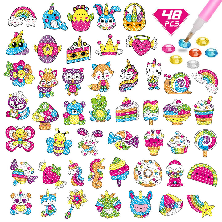 CAYUDEN Diamond Painting Aufkleber, 48pcs 5D Diamant Painting Bilder Kinder DIY Diamond Painting Kin