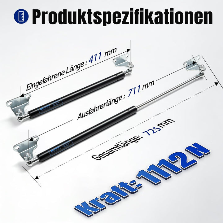 ARANA 711MM 1112N 113KG Gasdruckfedern, 71cm Gasdruckdämpfer Gasfeder Hydraulisch Halterung für Schr