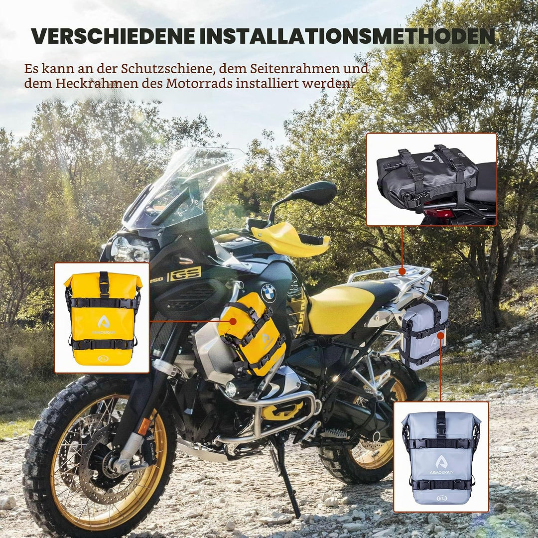 Motorrad Stossstangen Seitentasche Tasche Wasserdicht 6L/8L/15L Motor Sturzbügel Seitentaschen mit S
