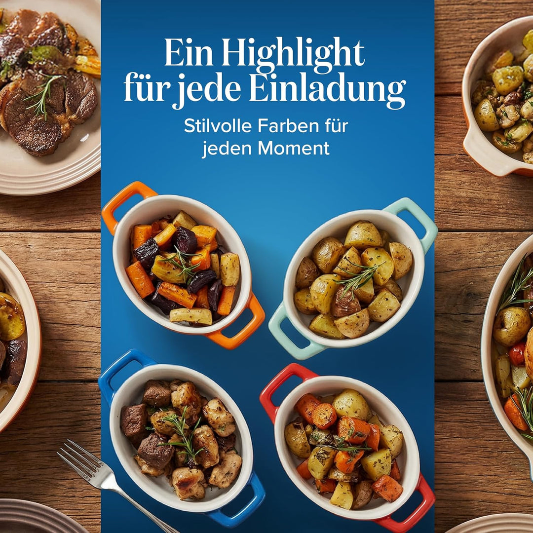 Joejis 4er Set Mini Auflaufform Backform - Kleine auflaufförmchen Keramik für den Backofen - Ideal f