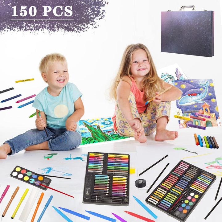 KINSPORY Premium Malkoffer Deluxe 150-teilig Malset für Kinder Anfänger Tolles Buntstifte Set, Wasse
