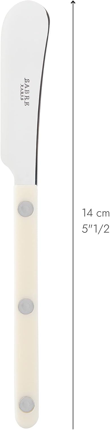 SABRE PARIS - 2er Set Buttermesser 14 cm - Bistrot - Ideal Für Butter, Aufstrich - Edelstahl & Nylon