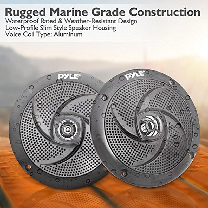 Pyle Marine Speakers - 4 Inch 2 Way Waterproof and Weather Resistant Outdoor Audio Stereo Sound Syst