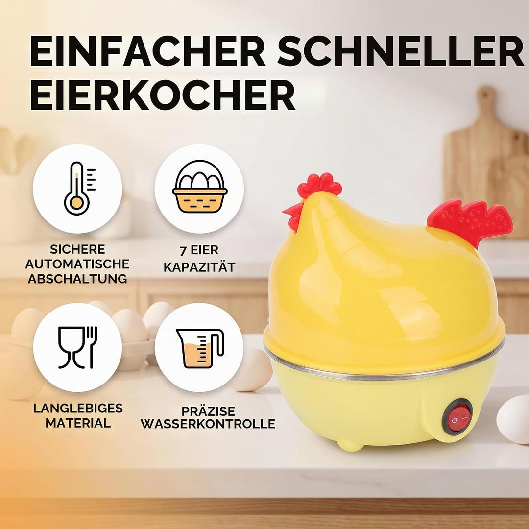 Elektrischer Eierkocher, Schneller Eierkocher mit Automatischer Abschaltung für Hart Gekochte Eier,