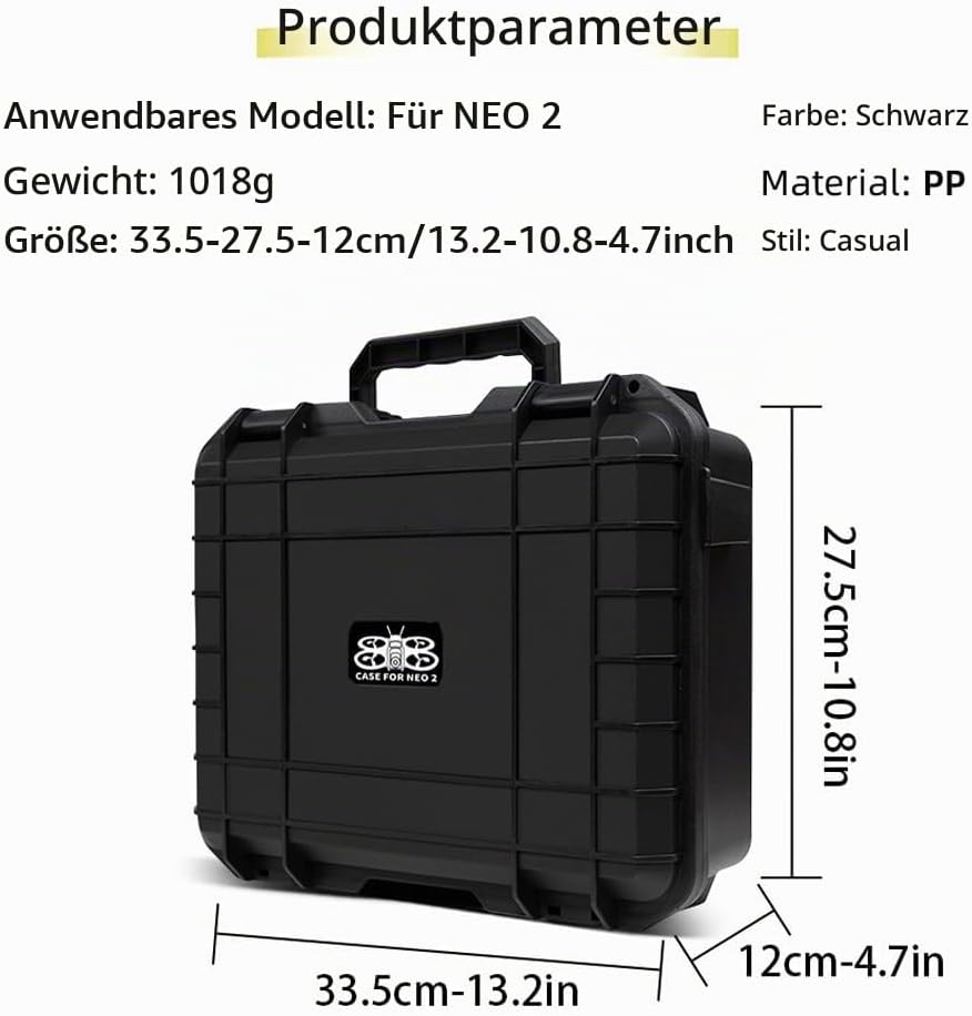 ZJRXM Neo 2 Koffer, Hartschalen Tasche für DJI Neo 2 Drohne und Zubehör, kompatibel mit RC-N3 Contro