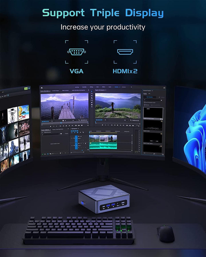 NiPoGi Mini PC Core i5 8259U 16GB DDR4 512GB M.2 SSD Micro Desktop Computer, W11 WiFi 5 BT 4.2 4K HD