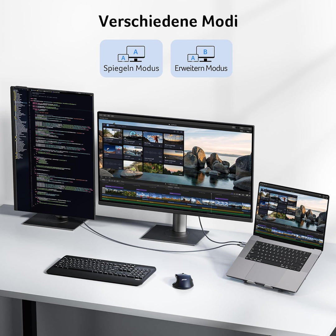 Acer USB C auf Displayport Kabel (8K@60Hz, 4K@240Hz), Typ-C Thunderbolt 3/4/5 auf DP 1.4 (HDR, MST,