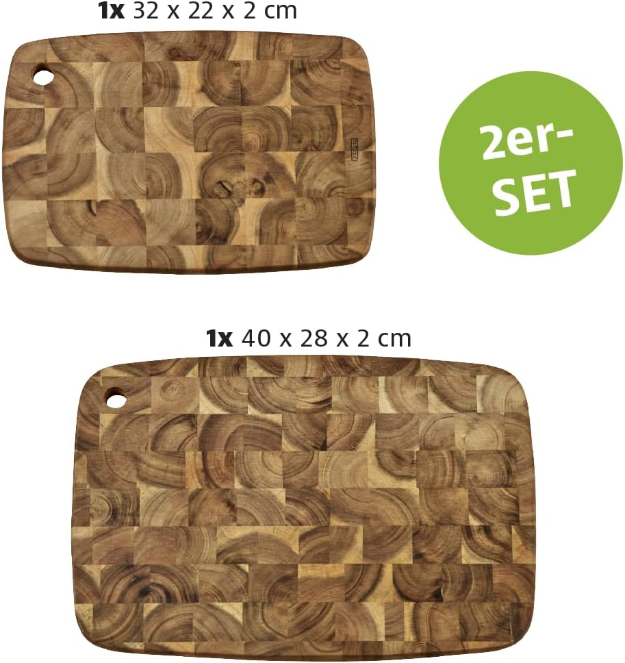 KESPER | Schneidebretter 2er Set, Material: Akazienholz, Masse: 40 x 28 x 2 cm, 32 x 22 x 2 cm, Farb