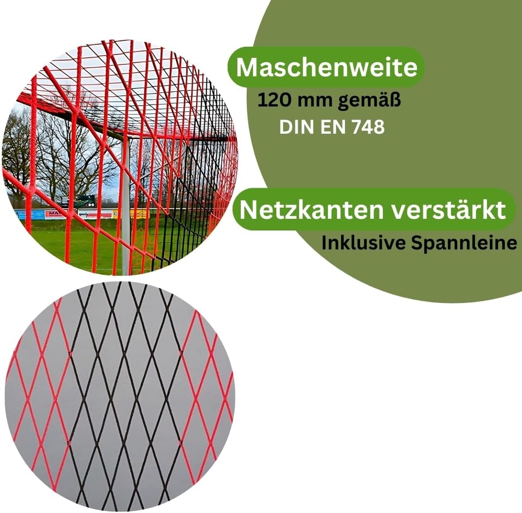 Fussball Jugend Tornetz Fussballtornetz 5,15 m x 2,05 m Tiefe Oben 0,80 unten 1,50 m zweifarbig Fuss