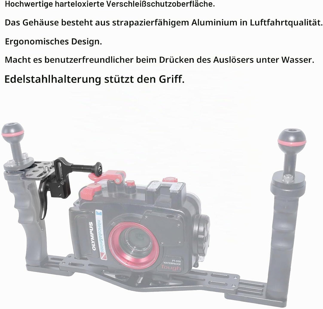 uslöser-Verlängerungshebel, Auslöser-Halterung, Adapter für Tauchschale, Stabilisator, Unterwasserka