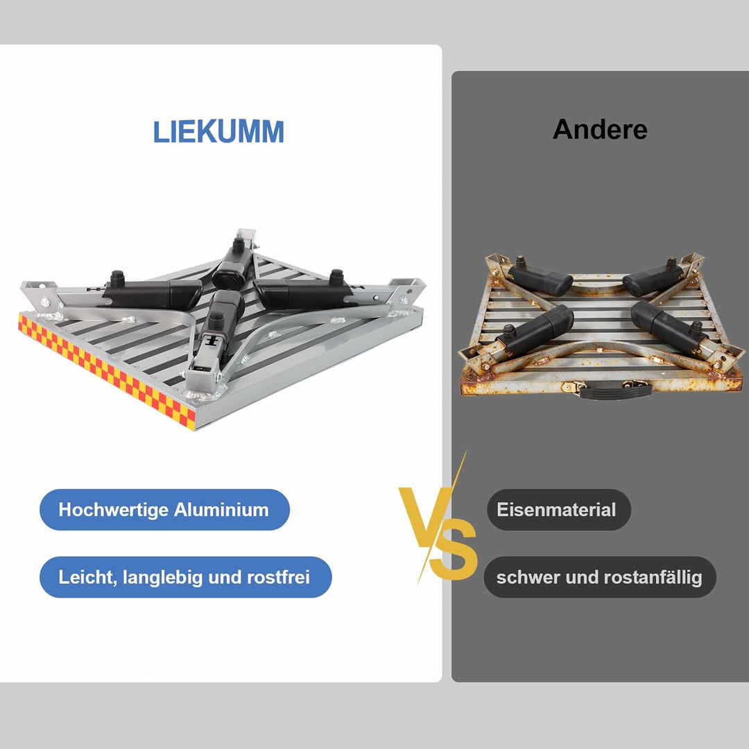LIEKUMM 48x37cm Trittstufe Klappbar, Aluminium Klappplattform Tritthocker mit Rutschfester Gummiober