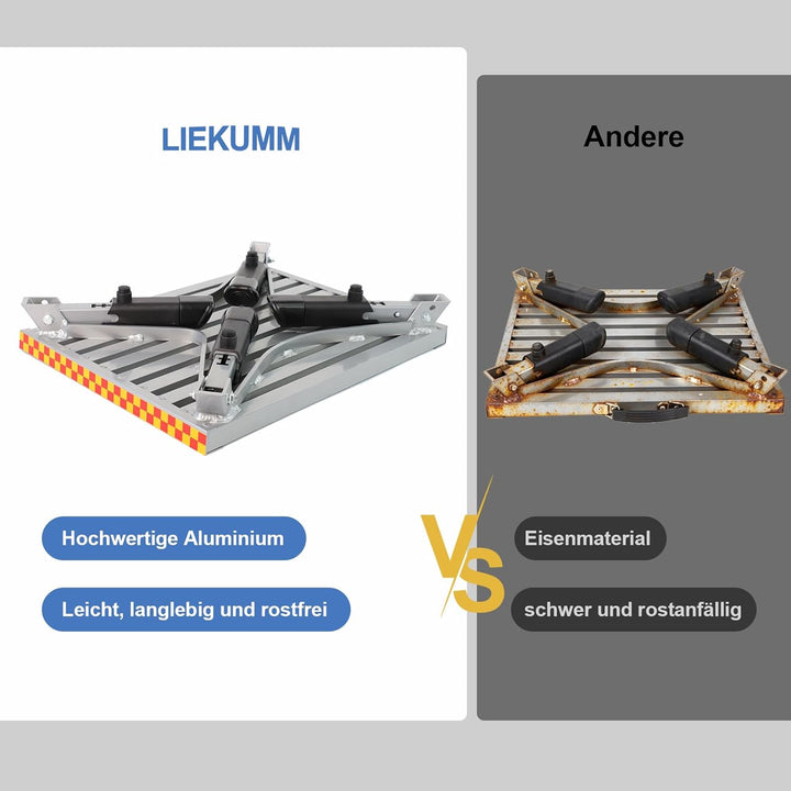 LIEKUMM 48x37cm Trittstufe Klappbar, Aluminium Klappplattform Tritthocker mit Rutschfester Gummiober