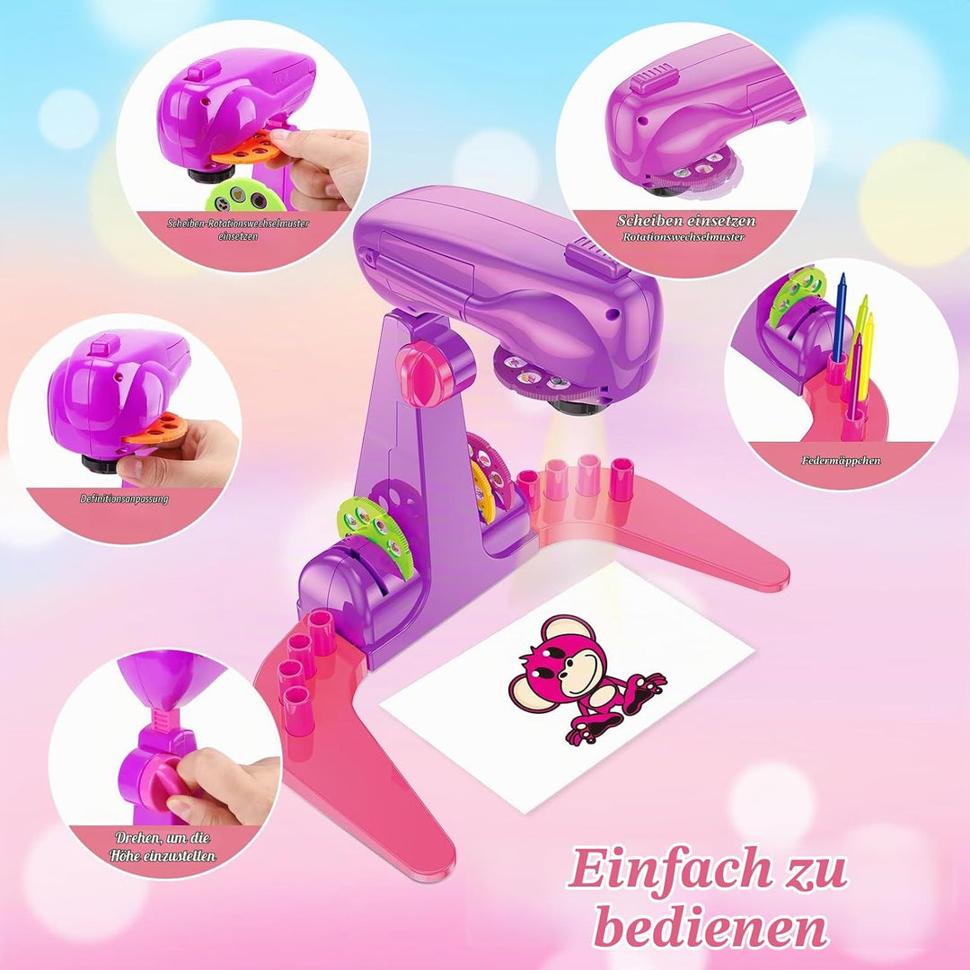 Purple Mädchen Spielzeug Zeichenprojektor für Kinder mit 72 Motiven Mädchen Geschenke Kinder Projekt