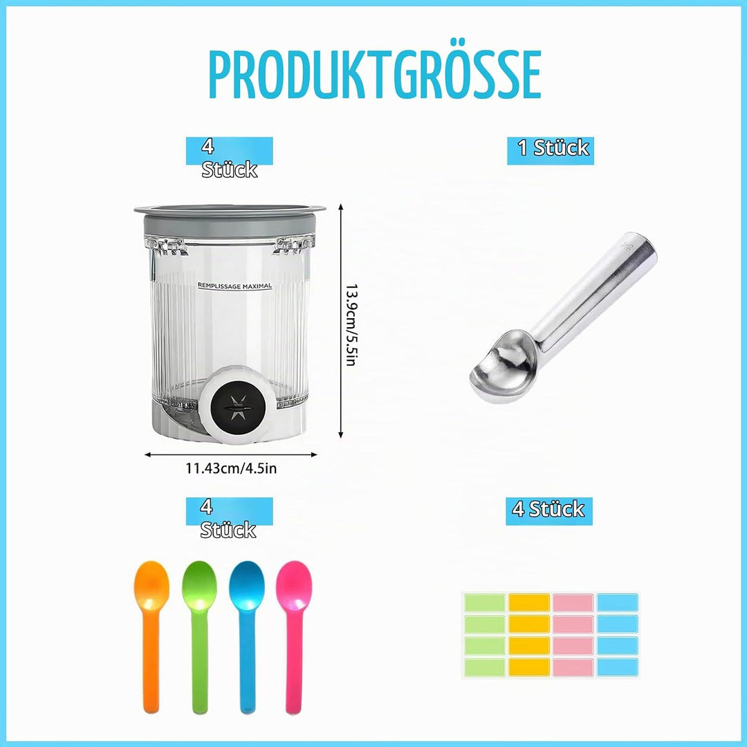 Behälter für Ninja Creami Deluxe Pints,4 Stück Ersatz für Ninja Creami Deluxe Pints und Deckel,Eisbe