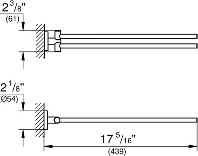 GROHE Start - Handtuchhalter (439mm, 2-armig & schwenkbar, Material: Metall, inkl. Schrauben & Dübel