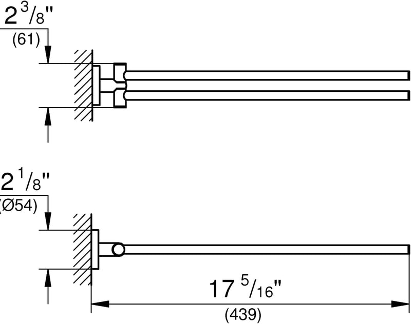 GROHE Start - Handtuchhalter (439mm, 2-armig & schwenkbar, Material: Metall, inkl. Schrauben & Dübel