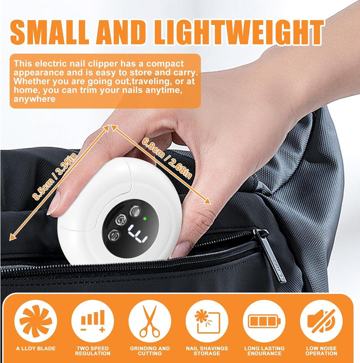 3-in-1 Elektrische Nagelknipser für Männer &amp; Frauen - Wiederaufladbar mit LED-Licht, Automatischer T