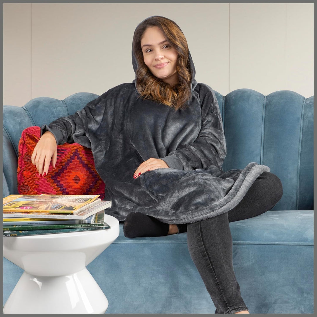 Walser Kuschelpullover, Snuggle Hoodie Decke mit Ärmeln und Kapuze, Oversize Hoodie Damen flauschig,