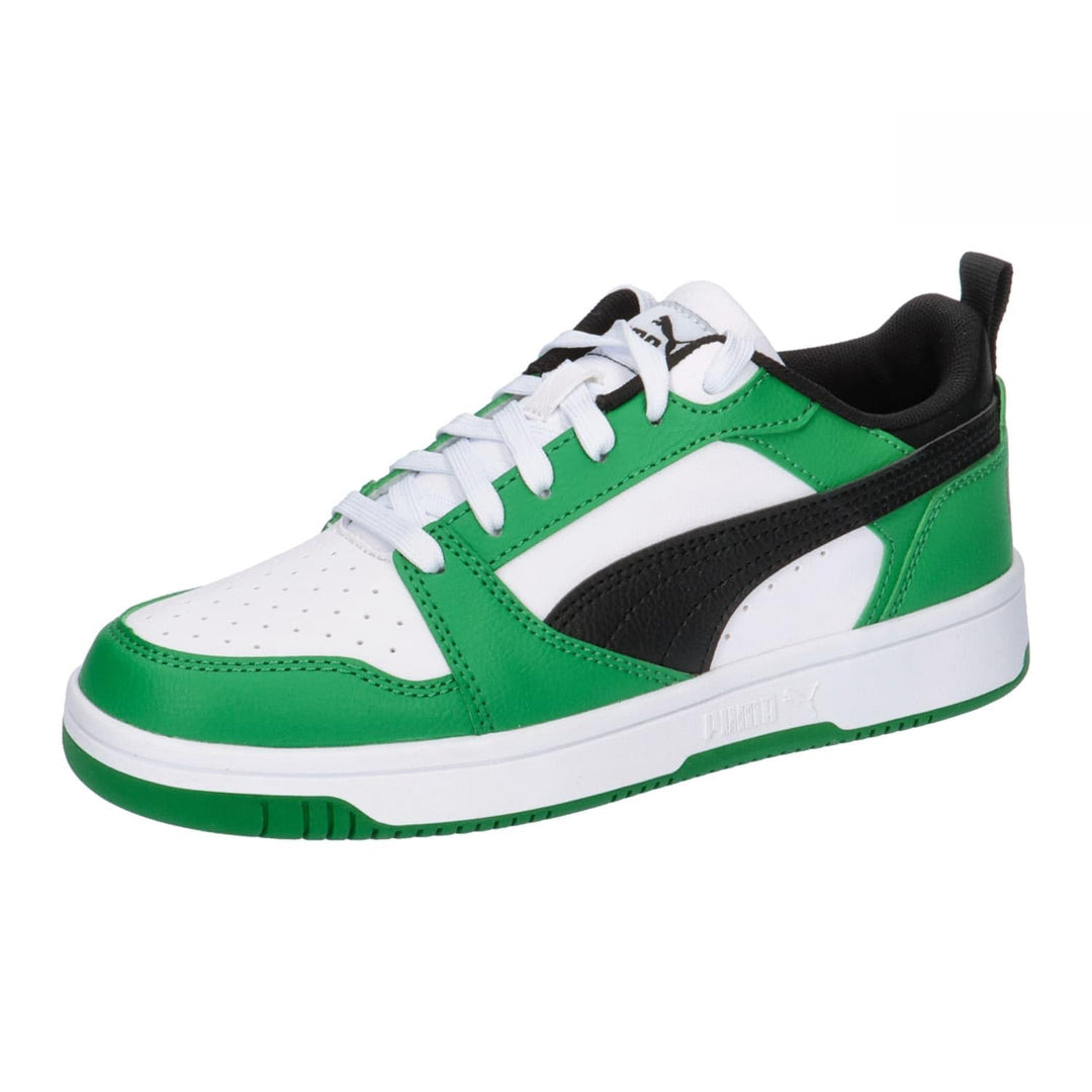 PUMA Unisex Kinder Rebound V6 Lo Jr Sneaker 38 EU Puma White Puma Black Archive Green, 38 EU Puma Wh