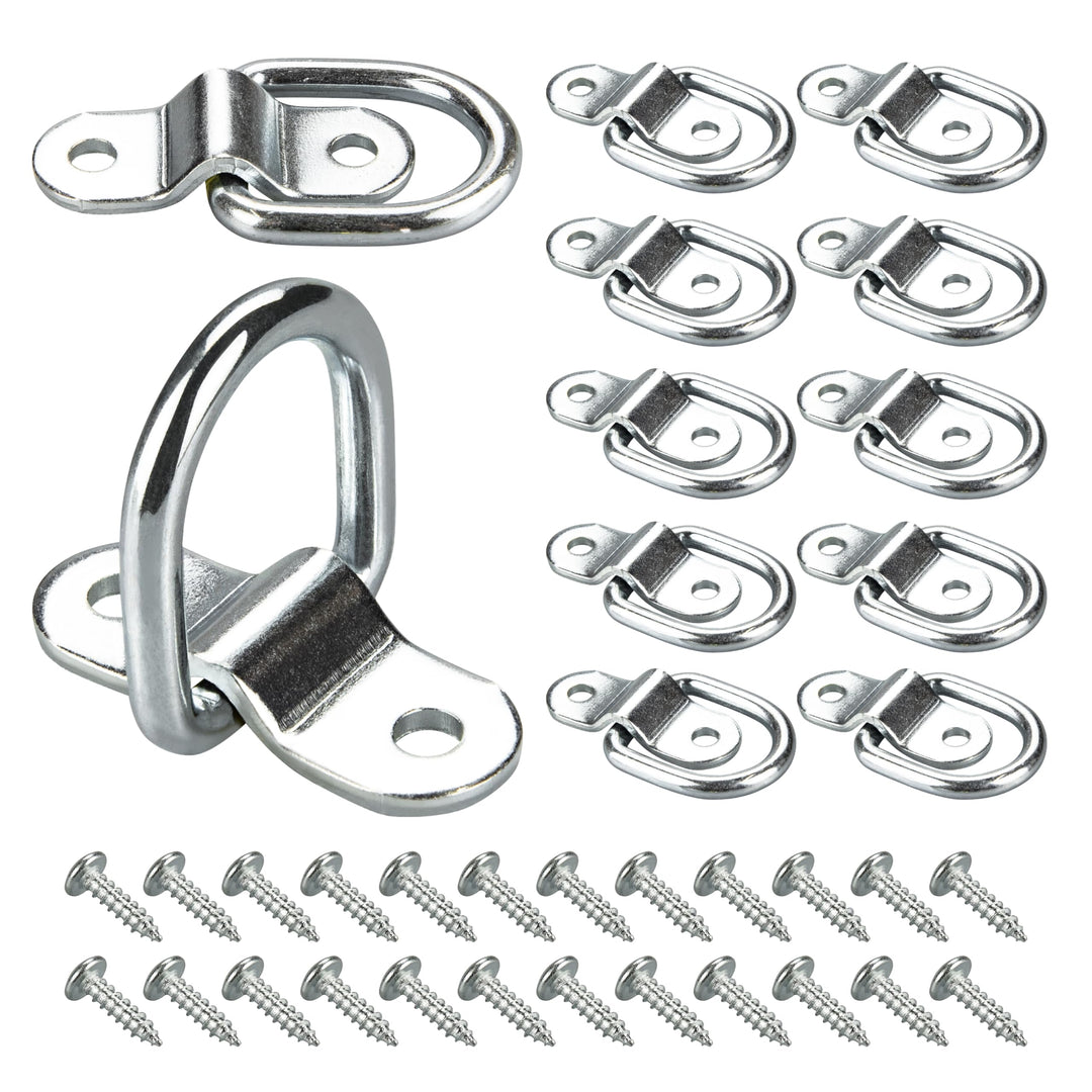 12 Stück Verzinkte Zurrösen - Augplatte mit 6mm D-Ring & 3mm Grundplatte für Ladungssicherung - Anhä