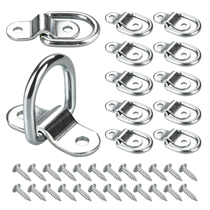 12 Stück Verzinkte Zurrösen - Augplatte mit 6mm D-Ring & 3mm Grundplatte für Ladungssicherung - Anhä