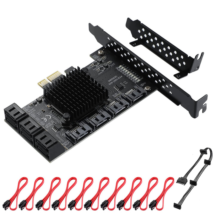 MZHOU PCIe SATA Karte 10 Port, PCI-E zu SATA Erweiterungskarte,6Gbps Controllerkarte Unterstützung v