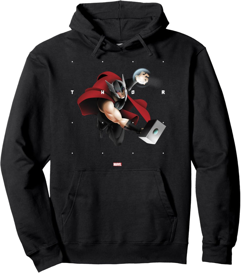 Marvel Thor Halftone Word Stack Portrait Pullover Hoodie