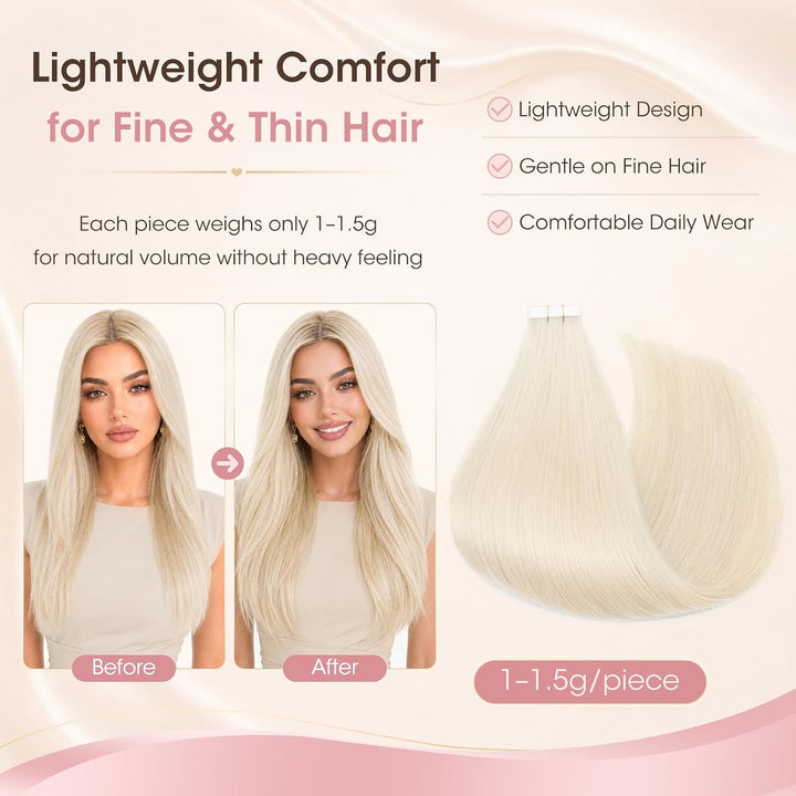 Silk-co Tape in Extensions Echthaar 30g, 20stk leicht Tape Extensions Echthaar, Remy Haarverlängerun