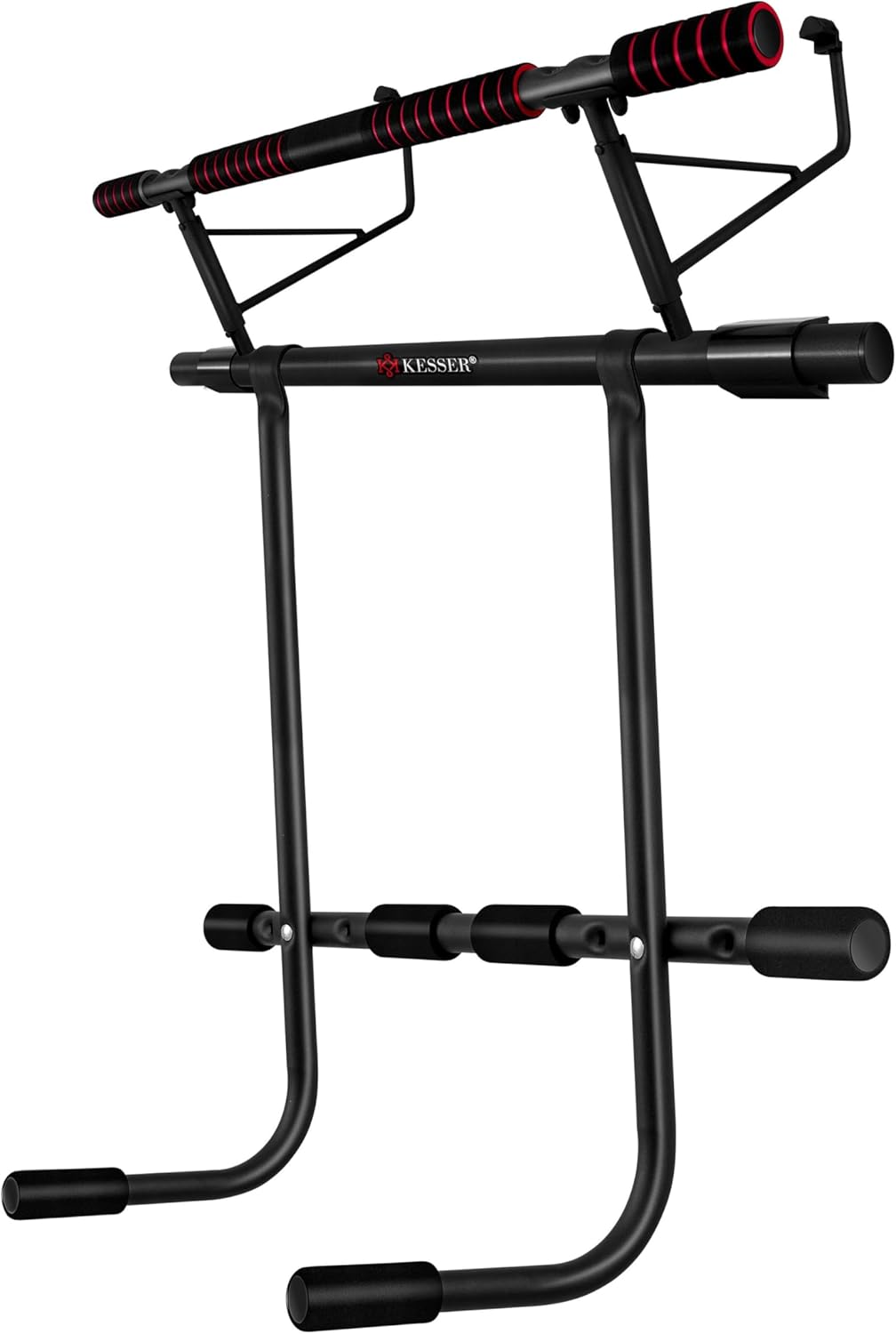 KESSER® 4in1 Premium Klimmzugstange inkl. DIP-Station & Power Ropes, klappbare Türreck, sichere Türr