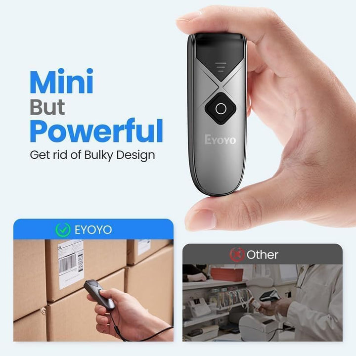 2er-Pack Eyoyo Mini-Bluetooth-Barcode-Scanner für Bibliotheken, kabelloser 2D-Scanner, kompatibel mi