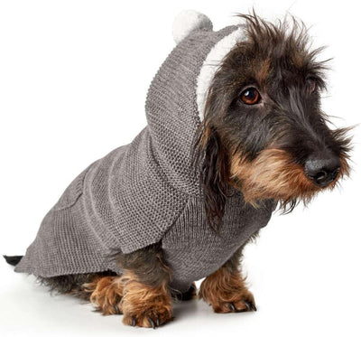 HUNTER RÖGLA Hundepullover, Strickpullover, weich, mit Kapuze, 30, grau grau 30, grau 30