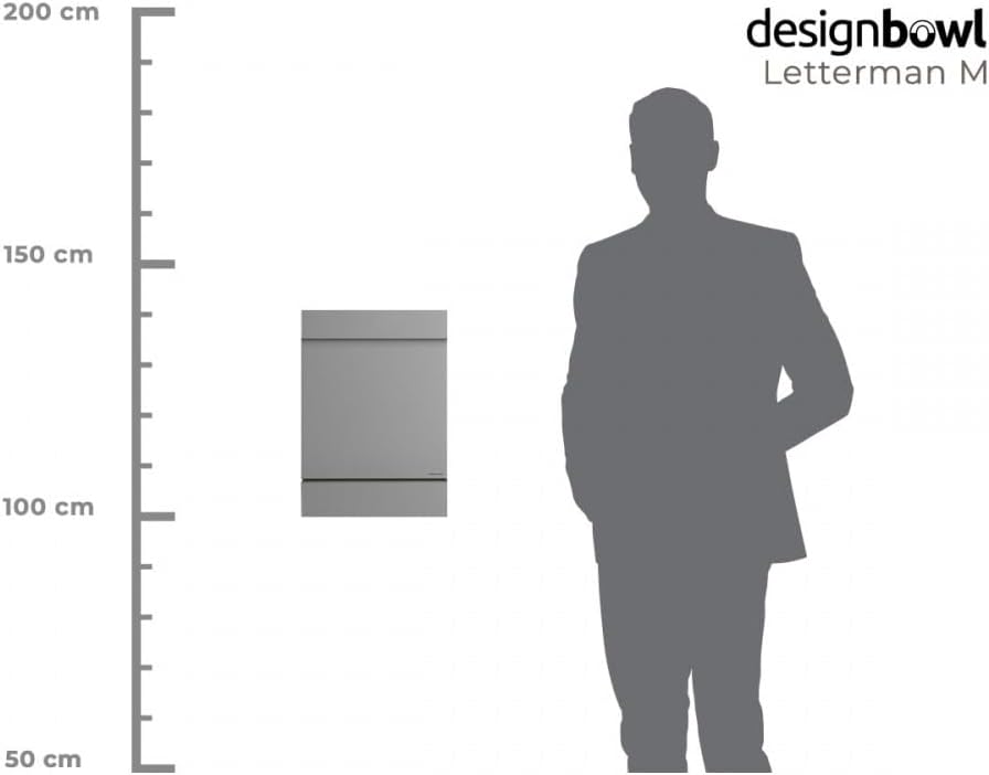 Letterman M Radius Design-Briefkasten mit Zeitungsfach Silber, moderner Postkasten mit Zeitungsrolle
