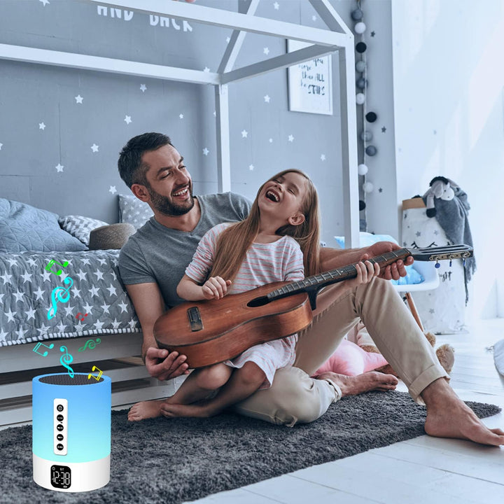 Bluetooth Lautsprecher mit Licht, Wecker mit Licht, Touch Dimmbar Nachttischlampe, White Noise Machi