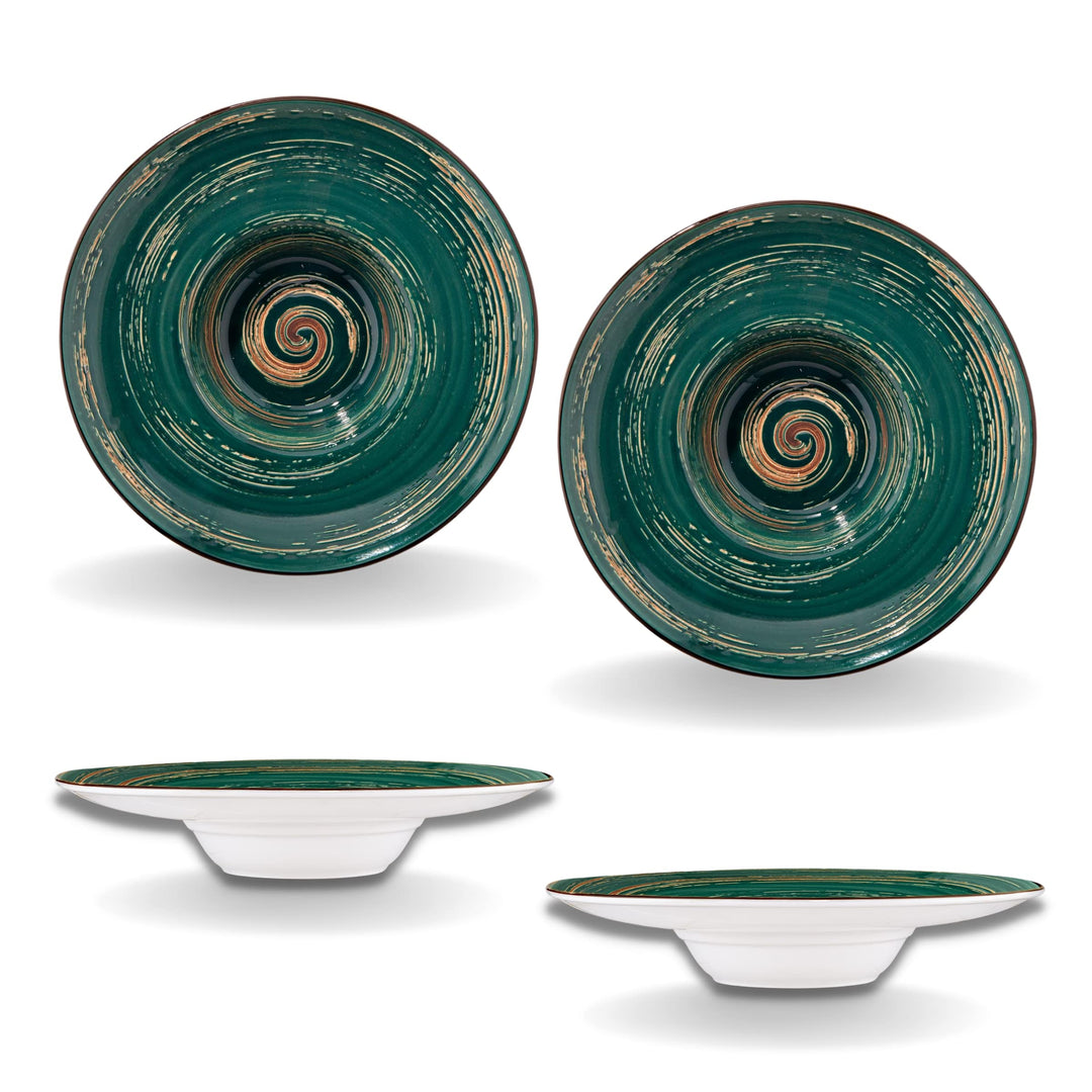 Wilmax | SPIRAL tiefe Teller - 2 Stück | Elegant | Modern | Langlebig | Sicher | Glasiertes Porzella