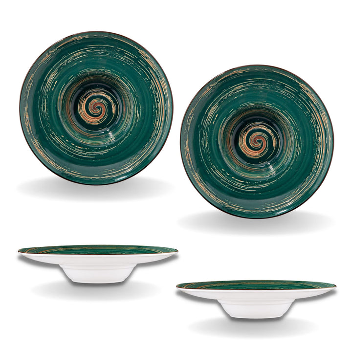 Wilmax | SPIRAL tiefe Teller - 2 Stück | Elegant | Modern | Langlebig | Sicher | Glasiertes Porzella