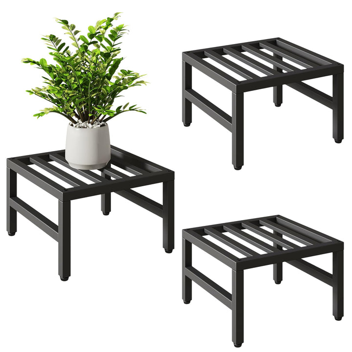 IBUYKE 3 Stück Metall Pflanzenständer für Innen Aussen, 30cm Heavy Duty Kleiner Blumentopfständer, M