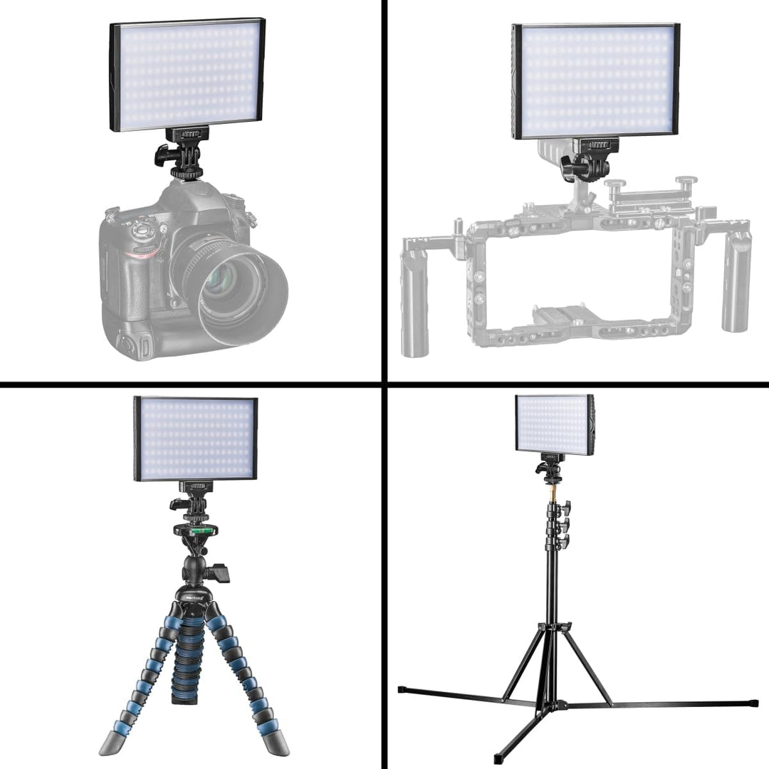 Walimex pro dimmbare On-Camera LED Videoleuchte & Fotolicht + Akku I 3.200-5.600K, 15W, 1500 LM I mo