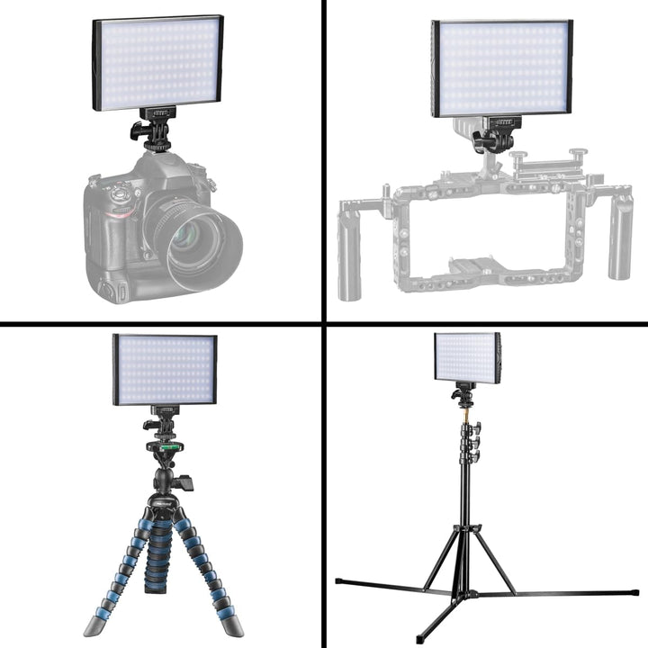 Walimex pro dimmbare On-Camera LED Videoleuchte & Fotolicht + Akku I 3.200-5.600K, 15W, 1500 LM I mo