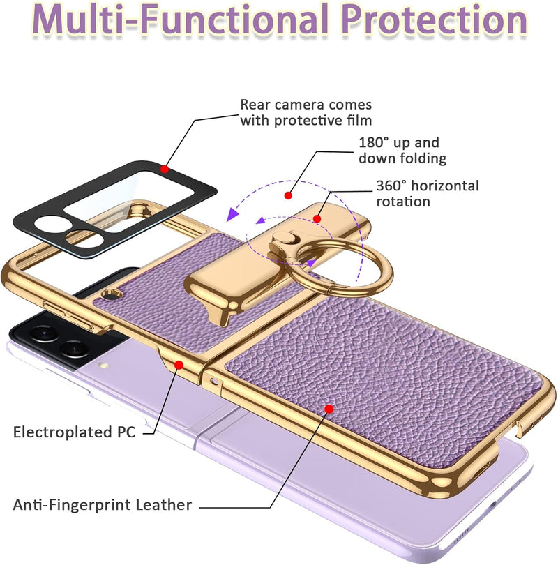 NINKI Magnetisch Klapphülle Kompatibel für Samsung Galaxy Z Flip 3 Hülle mit Ring, 360° All Inclusiv