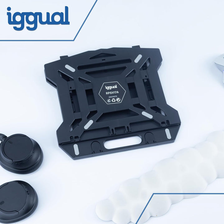 iggual Laptop-Ständer bis 43,2 cm (17 Zoll), mit 8 Neigungswinkeln, ergonomisch, faltbar, mit Handyh