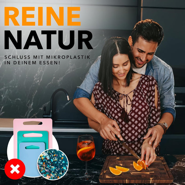 STOVY® Schneidebrett Holz – Stirnholz Schneidebrett aus massivem Akazienholz 40 x 30 x 3cm – Antibak