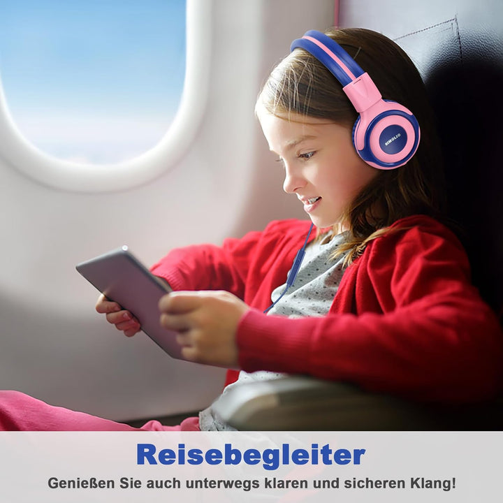 2 Sätze Kopfhörer Kinder mit Tragbar Etui, Kindersicherer Kopfhörer mit Begrenzter Lautstärke, Kabel