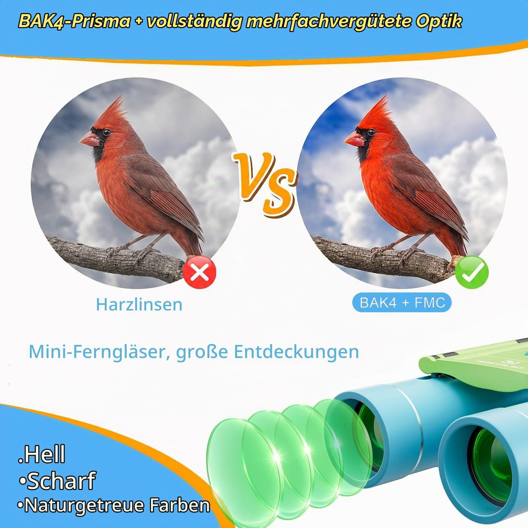 QUNSE 10x25 Mini Kleines Fernglas Erwachsene Klein Ferngläser für Vogels Hiking en buitenleven Marin