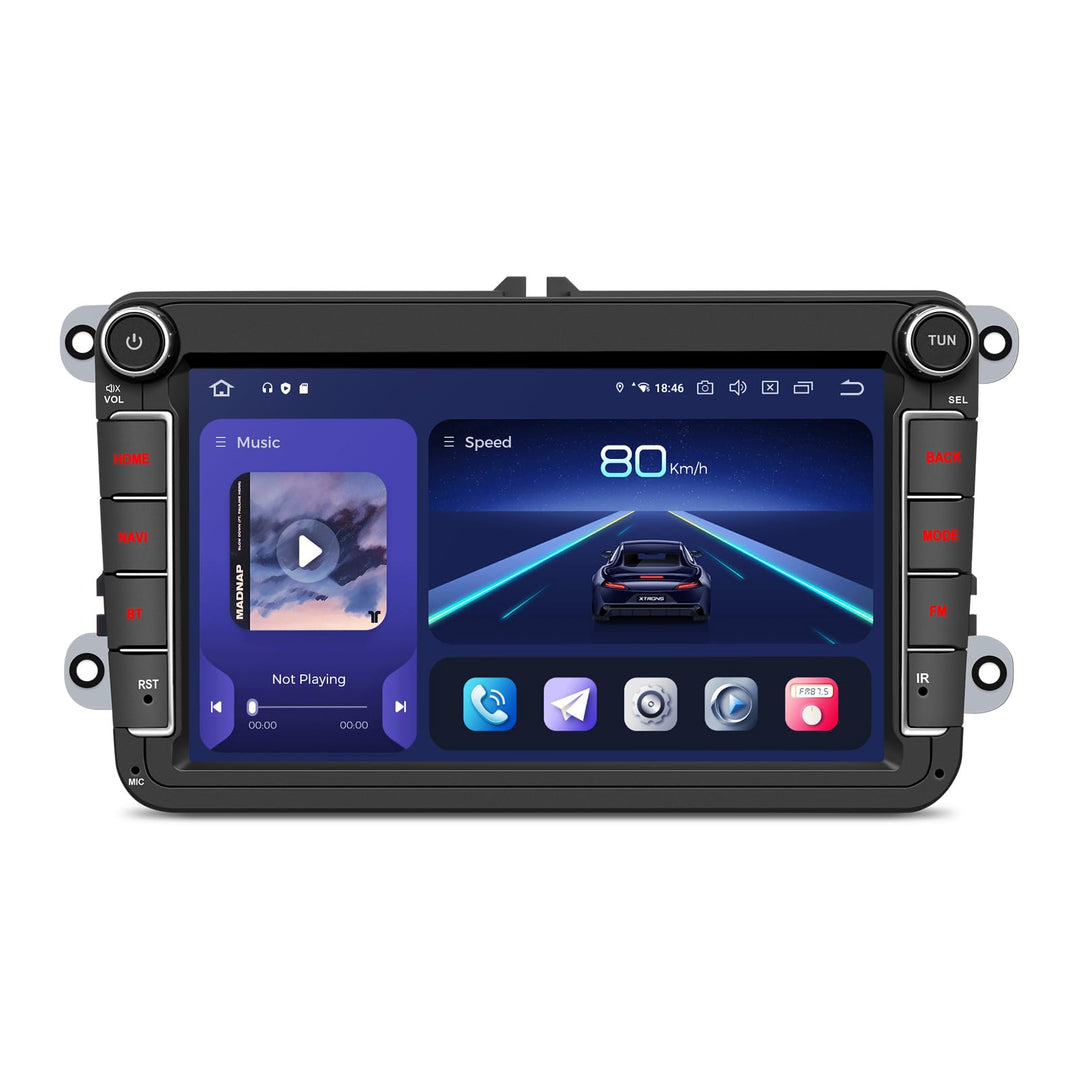 XTRONS Android 14 Autoradio für VW T5 Golf 5 6 Passat B7 Polo, 8 Zoll QLED Touchscreen Qualcomm Octa