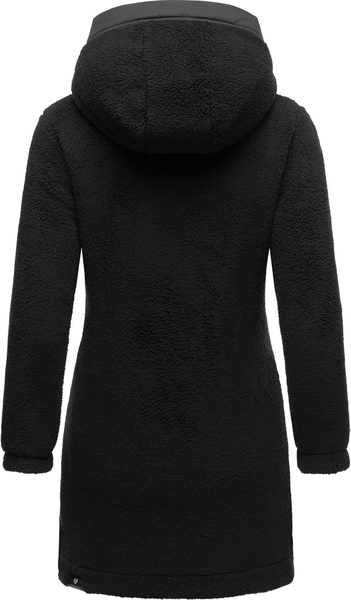 Ragwear Damen Fleecejacke kurze Teddyfleece-Jacke warm mit Kapuze Cousy XS-6XL XS Black24, XS Black2