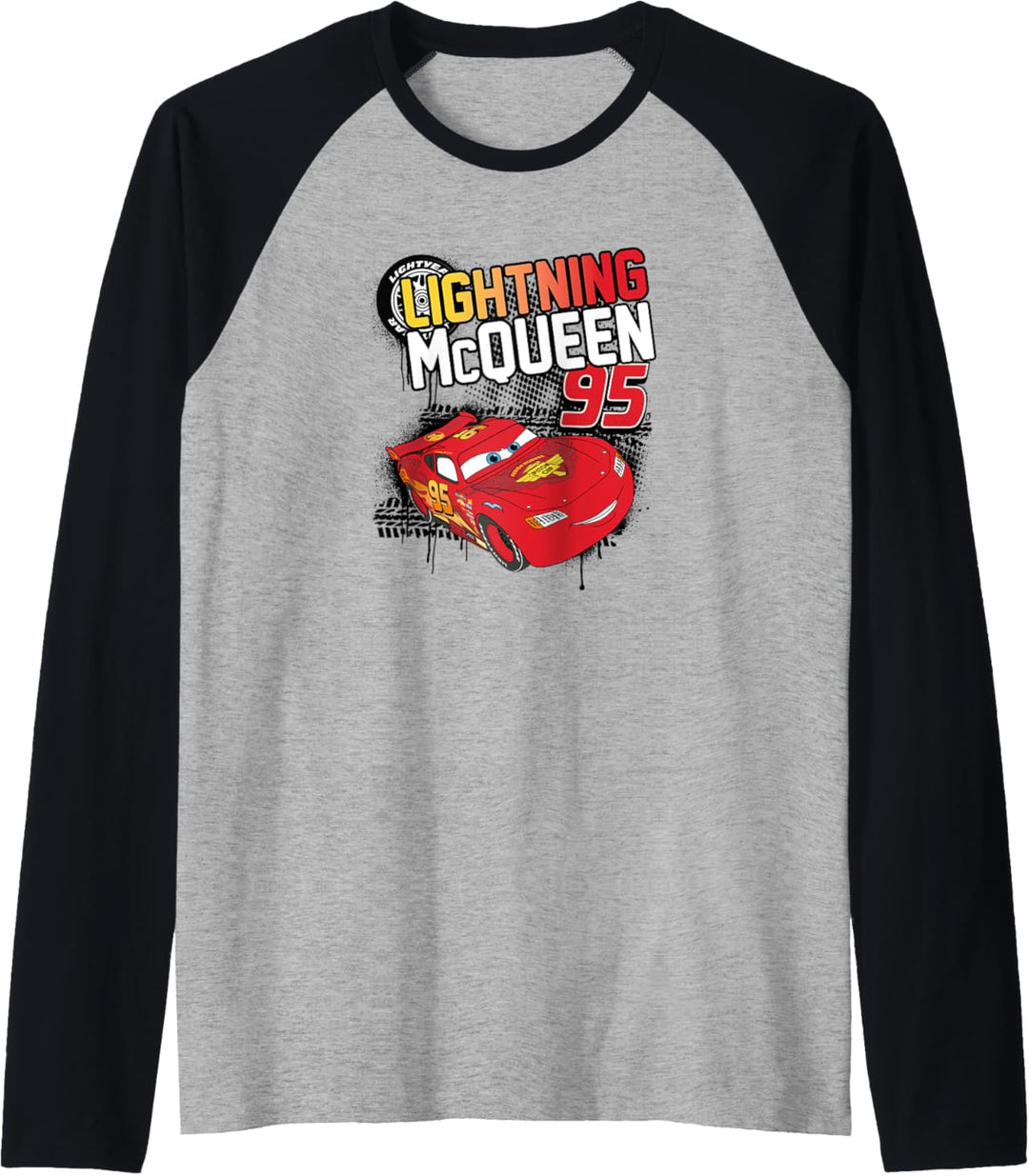 Pixar Cars Lightning McQueen Tires and Splats Raglan