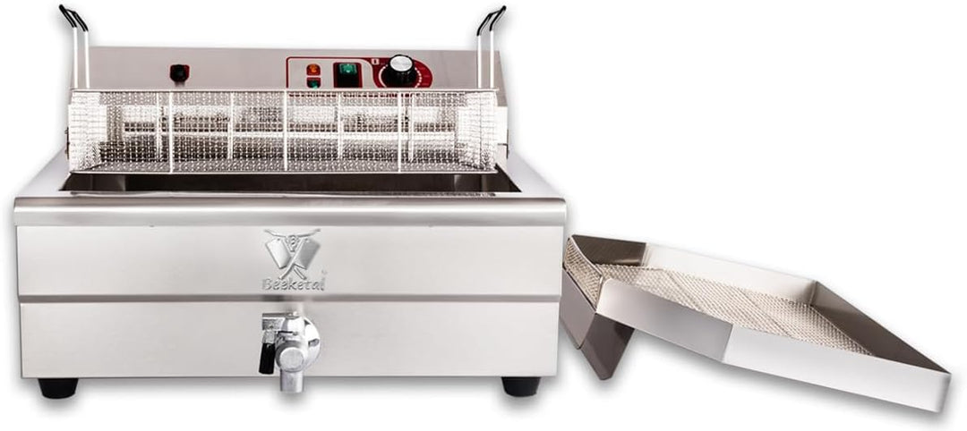 Beeketal 'BWF-200P' Profi Gastronomie Kaltzonen Fritteuse/Fettbackgerät mit seitlichem Abtropfgitter