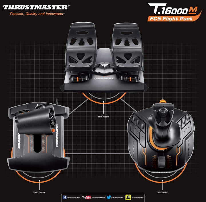 Thrustmaster T16000M FCS Flight Pack - Joystick, Throttle und Rudder Pedals für PC