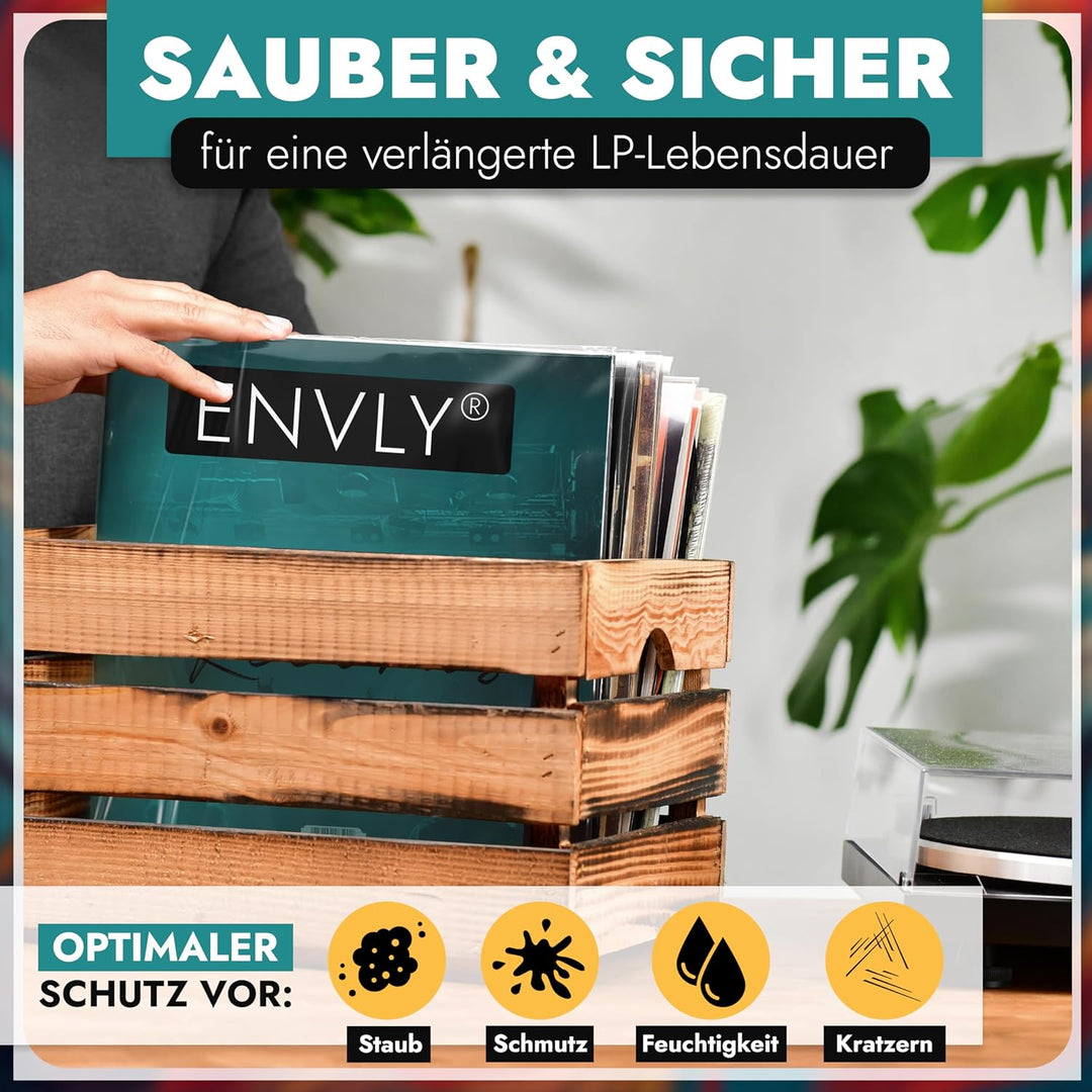 Klappcover Schutzhüllen für Schallplatten (50 Stück) | 12" | 75µm | Klarsicht | LP Aussenhüllen | Ga
