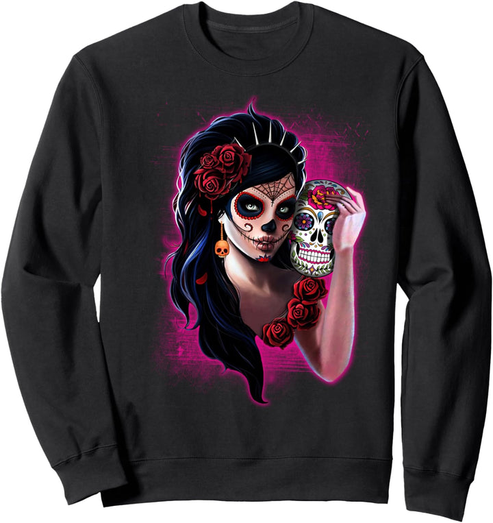 Día de los Muertos La Catrina Day of the Dead Sugar Skull Sweatshirt